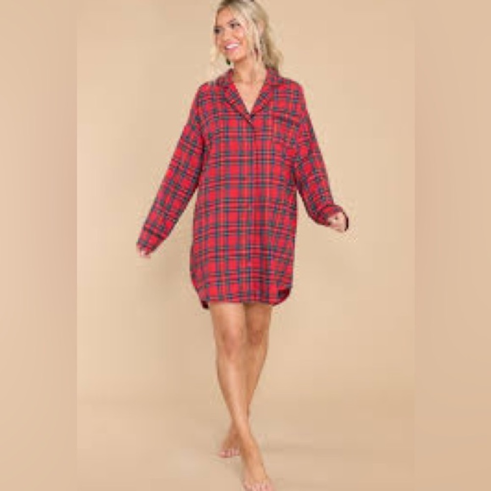 Red Plaid Pajama Dress